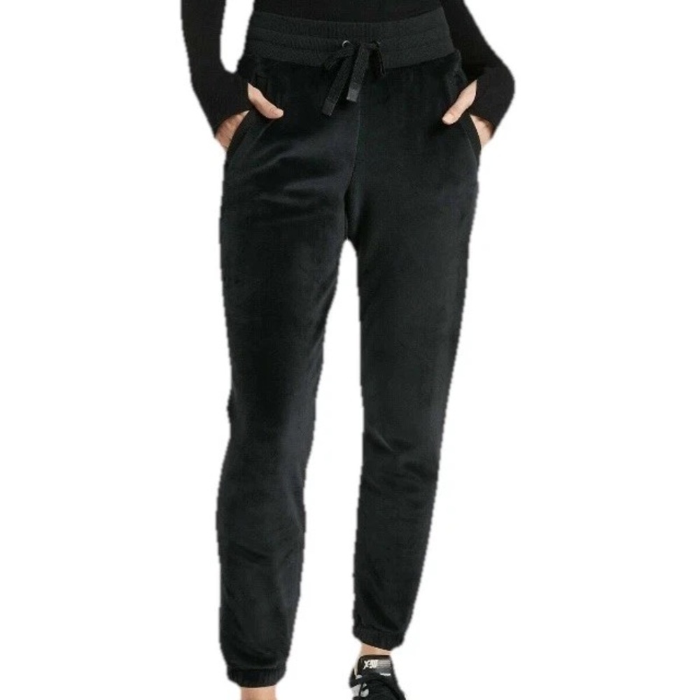 Athleta Women's Recover Cozy Jogger Pants Size Medium Black Velour Warm # 511385